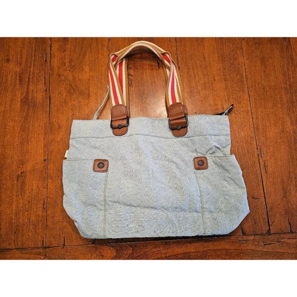 Kipling art tote blue red cotton blend handbag - Picture 3 of 13